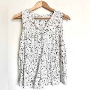 GAP White and Black Polka Dot Sleeveless tiered Blouse